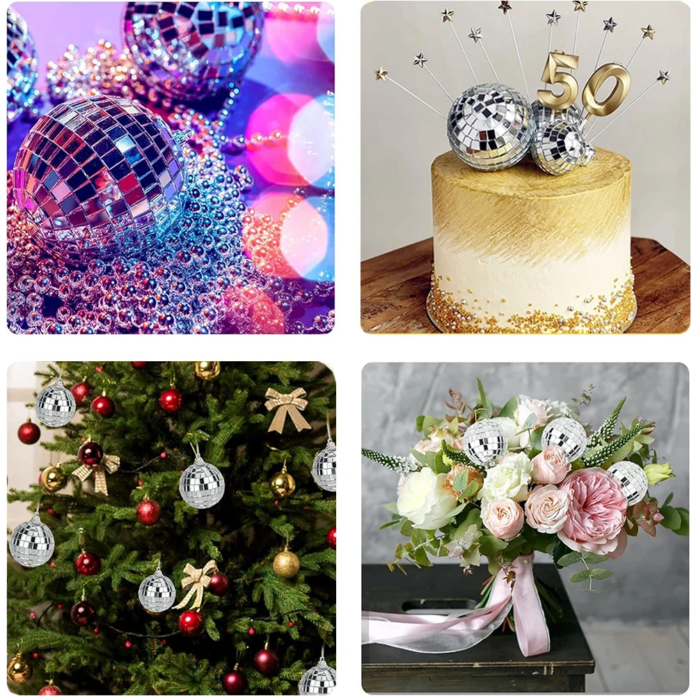2-10cm Mirror Disco Ball 70s 80s Party Decors Reflective Ball Hanging Ornaments for Christmas Birthday Party Wedding Decorations