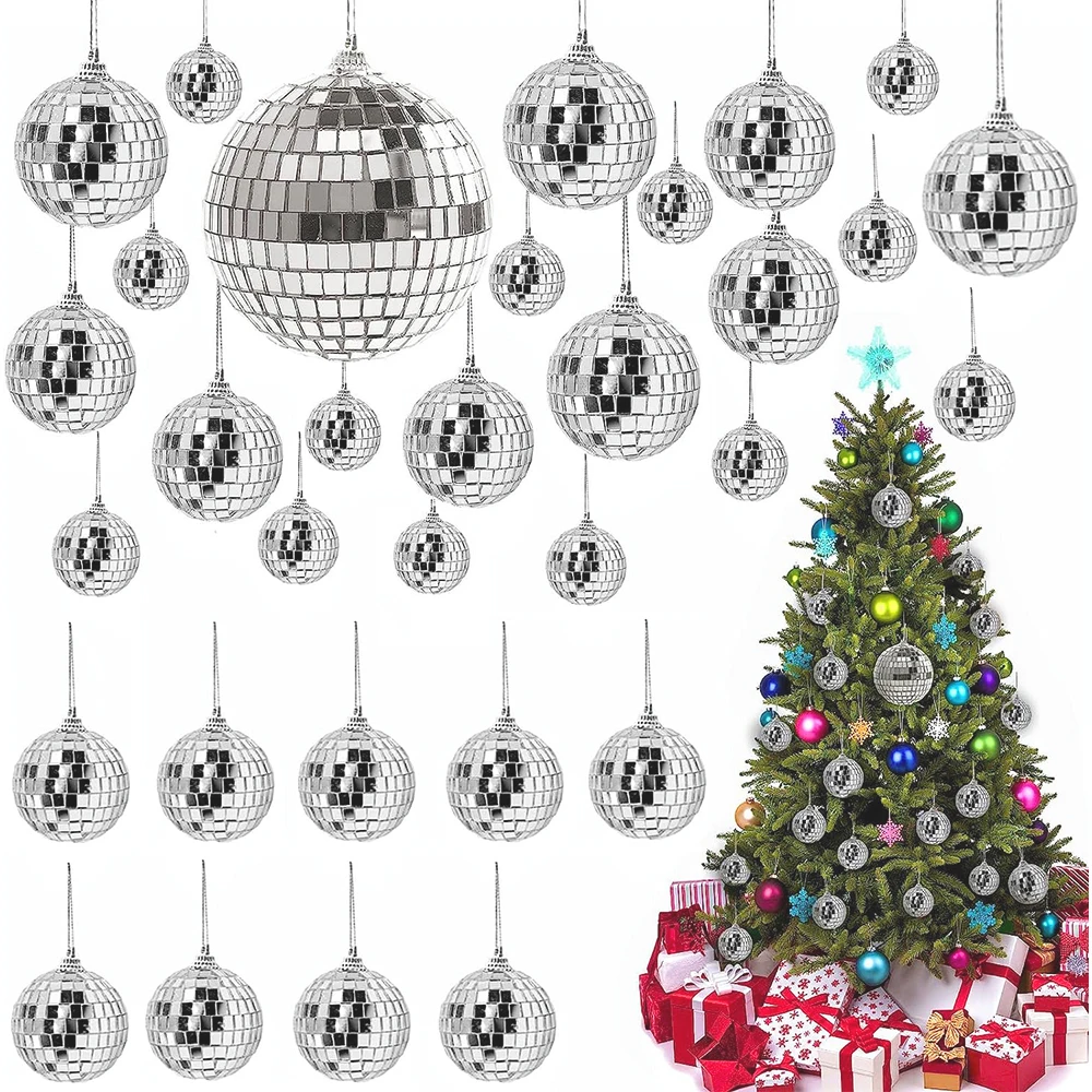 2-10cm Mirror Disco Ball 70s 80s Party Decors Reflective Ball Hanging Ornaments for Christmas Birthday Party Wedding Decorations