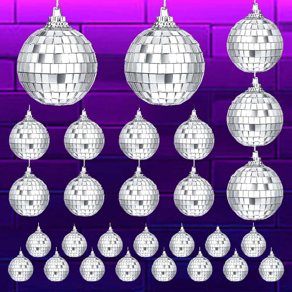 2-10cm Mirror Disco Ball 70s 80s Party Decors Reflective Ball Hanging Ornaments for Christmas Birthday Party Wedding Decorations