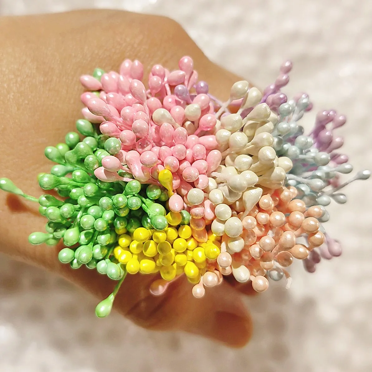 500pcs/Bag 1/3mm DIY Artificial Mini Pearl Flower Stamen Pistil Overall Wedding Party Home Decoration Christmas Accessories