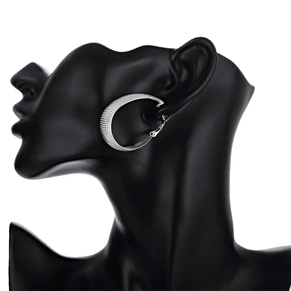 New 925 Sterling Silver Hoop Earrings For Women Wedding Gift Fine Europe Jewelry Christmas Gift Engagement Party