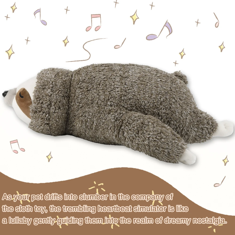 Dog Christmas Gift Forest Sloth Puppy Heartbeat Toy for Stress Relief and Soothing, Sleep Aid Crate Training Puppy Toys