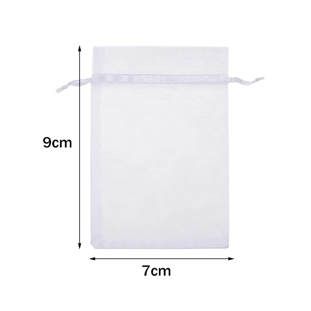 50pcs White Sheer Organza Bag Jewelry Gift Party Favor Bags with Drawstring for Wedding Christmas Small Jewelry Storage