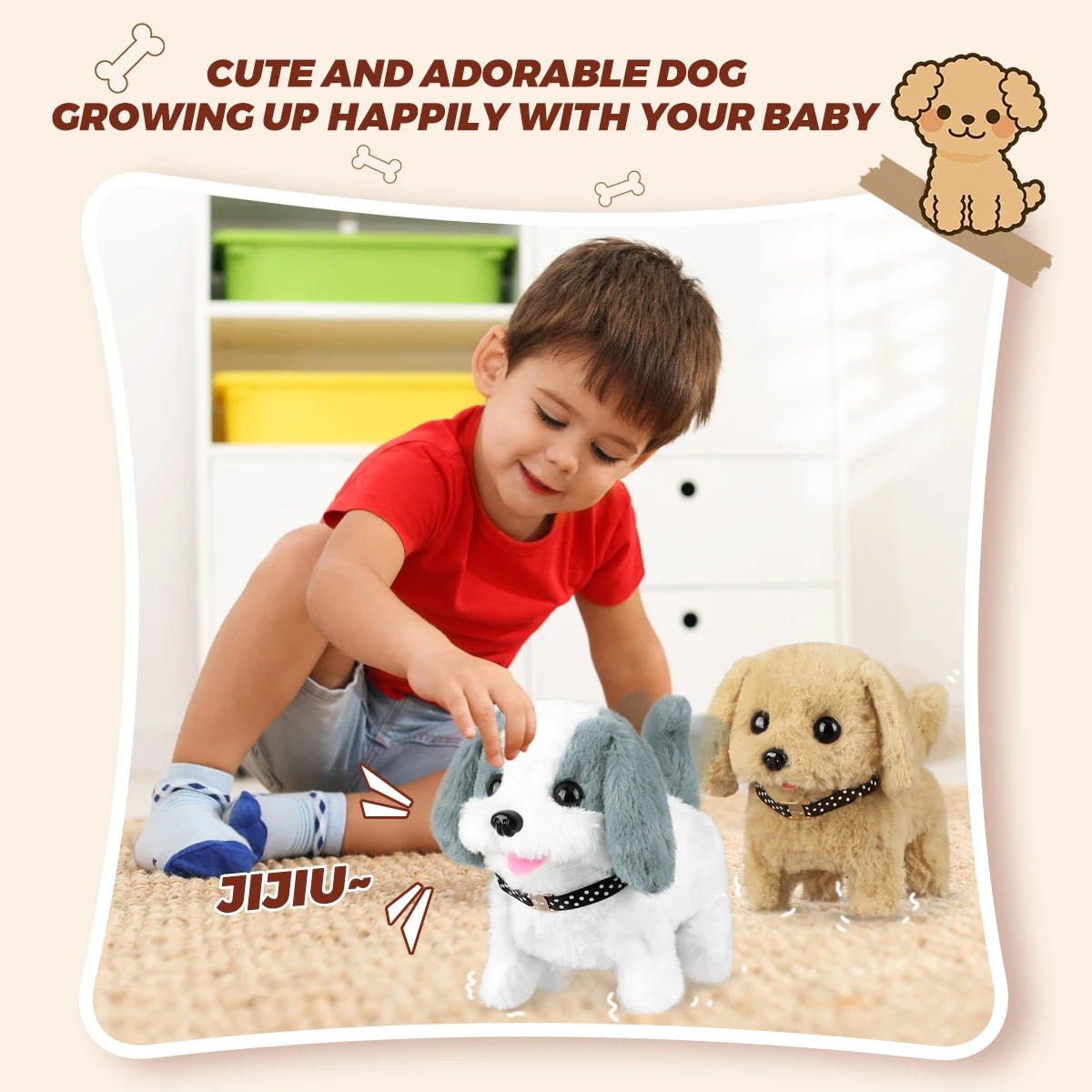 1Pc Electric Plush Simulation Dog Teddy Puppy Walking Sound Nodding Electronic Pet Toy For Christmas Gift New Year Gift