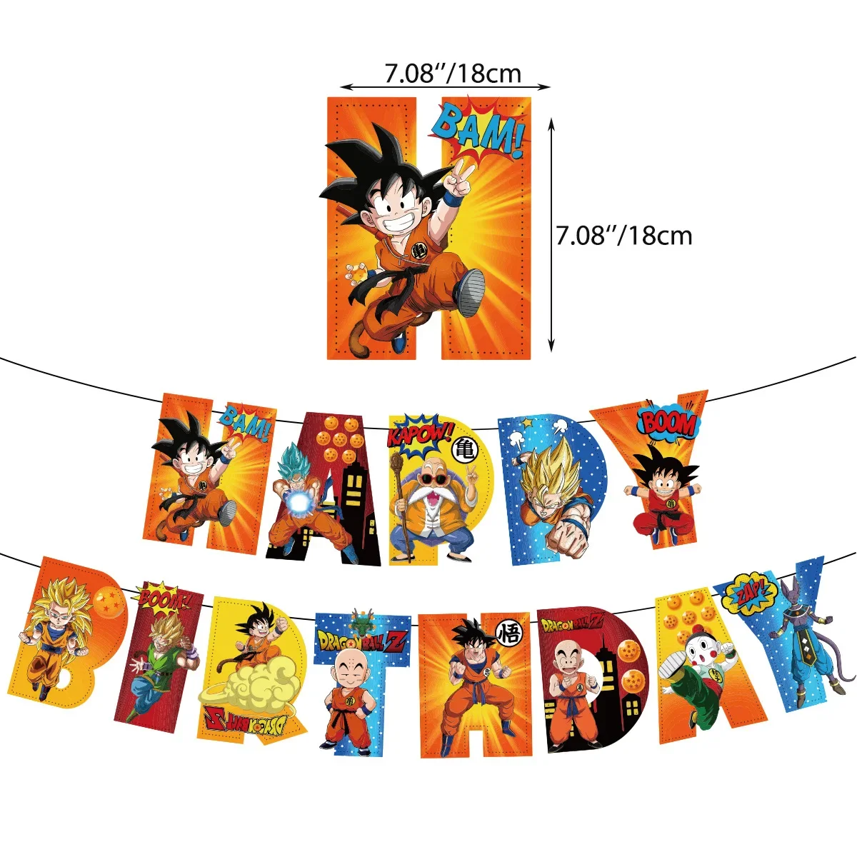 Dragon Ball Theme Birthday Party Son Goku Vegeta Pull Flag Banner Numbers Balloon Cake Insert Decoration Children Christmas Gift