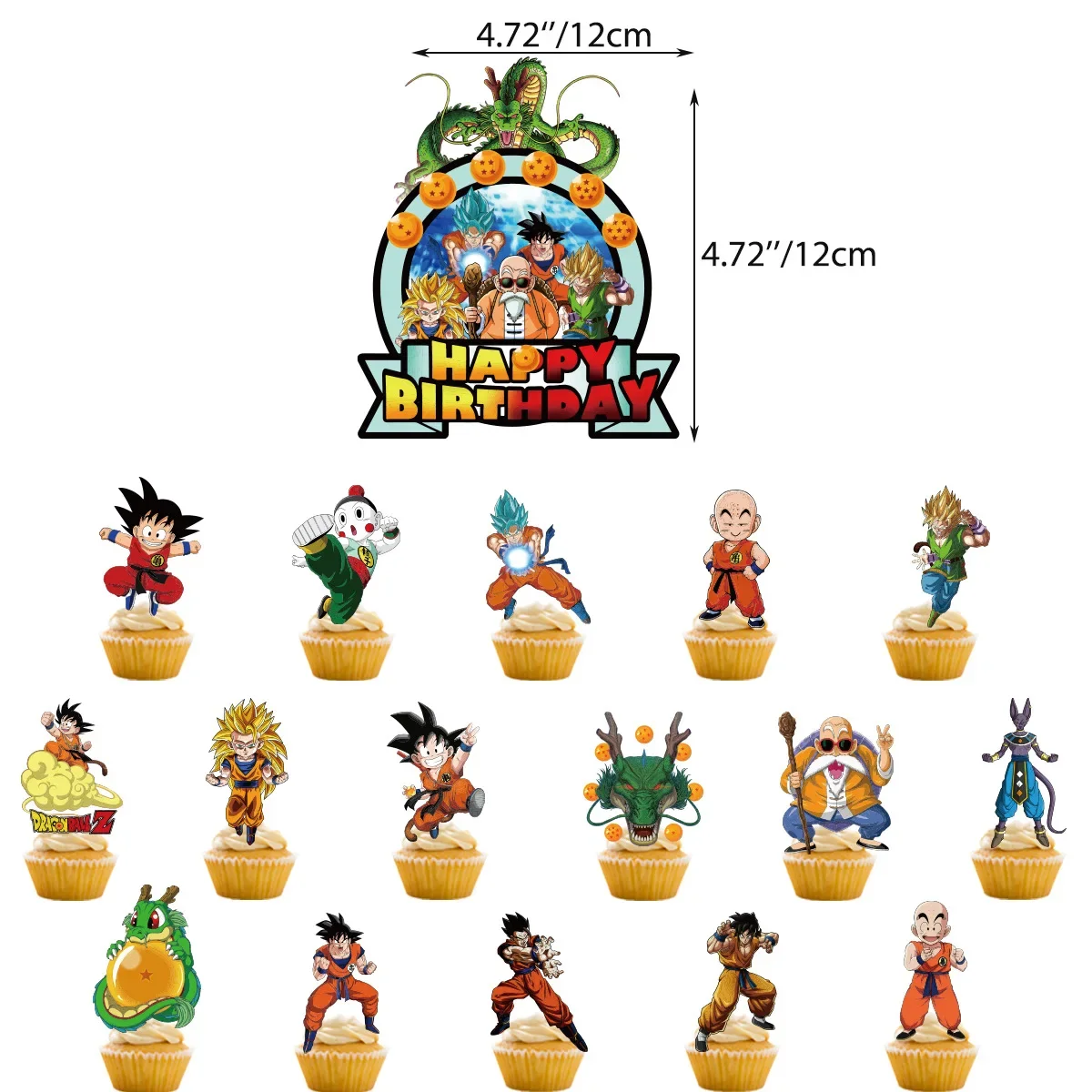 Dragon Ball Theme Birthday Party Son Goku Vegeta Pull Flag Banner Numbers Balloon Cake Insert Decoration Children Christmas Gift