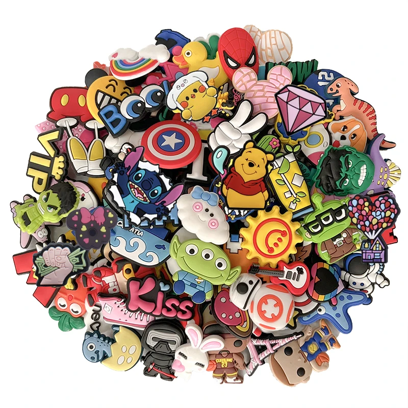 30-200Pcs Random Mixed Cartoon Shoe Charms For Slides Clog Sandals Shoes Decorations Accessories For Christmas Birthday Gifts