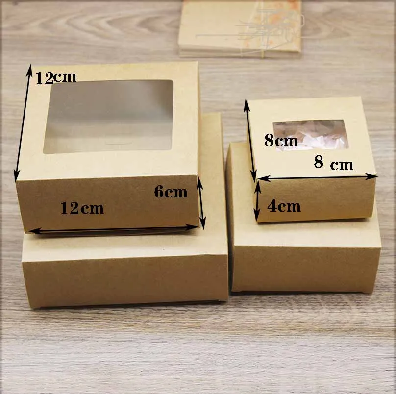 10pcs DIY Gifts Package with Window White/Kraft Christmas Gifts Box Cake Packaging For Wedding Home Party Muffin Packaging Box
