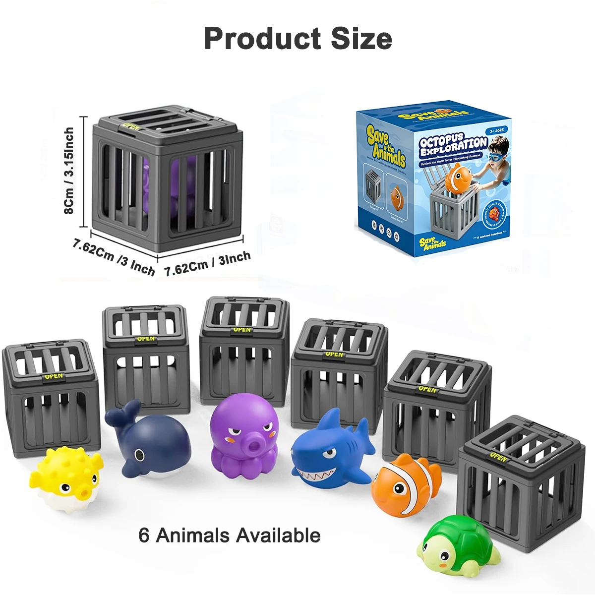 NEW Fish Box Swimming and Diving Toys, Child Adult Pool Party Toys, Toddler Floating Animals Bath Toys,  Birthday Christmas Gift