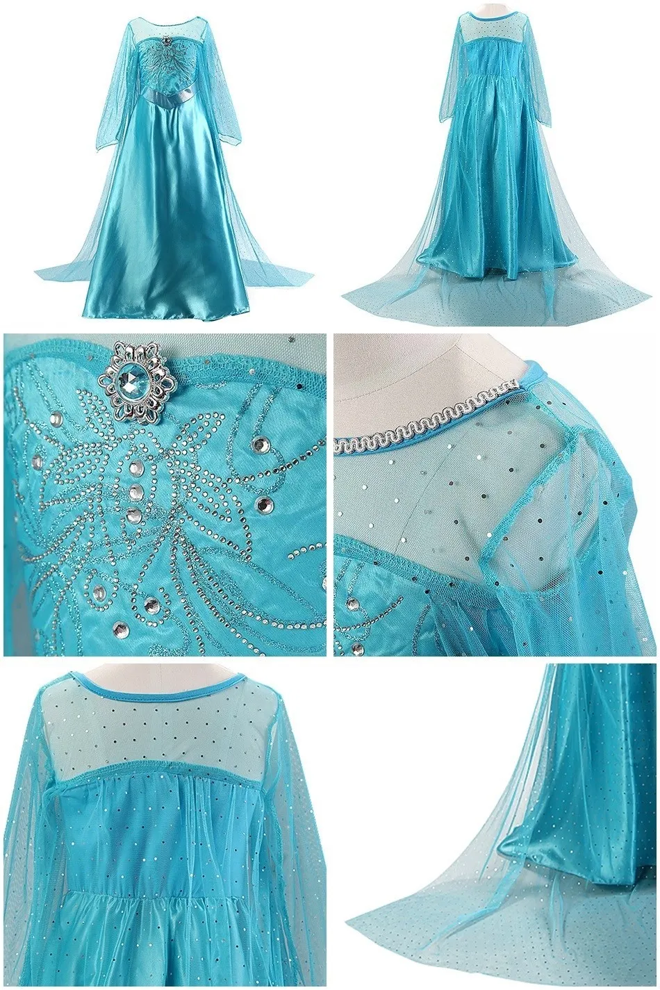 Cinderella Anna Elsa Costume Children Princess Dress for Girls Kids Cosplay Snow White Christmas Carnival Party Disguise Outfit