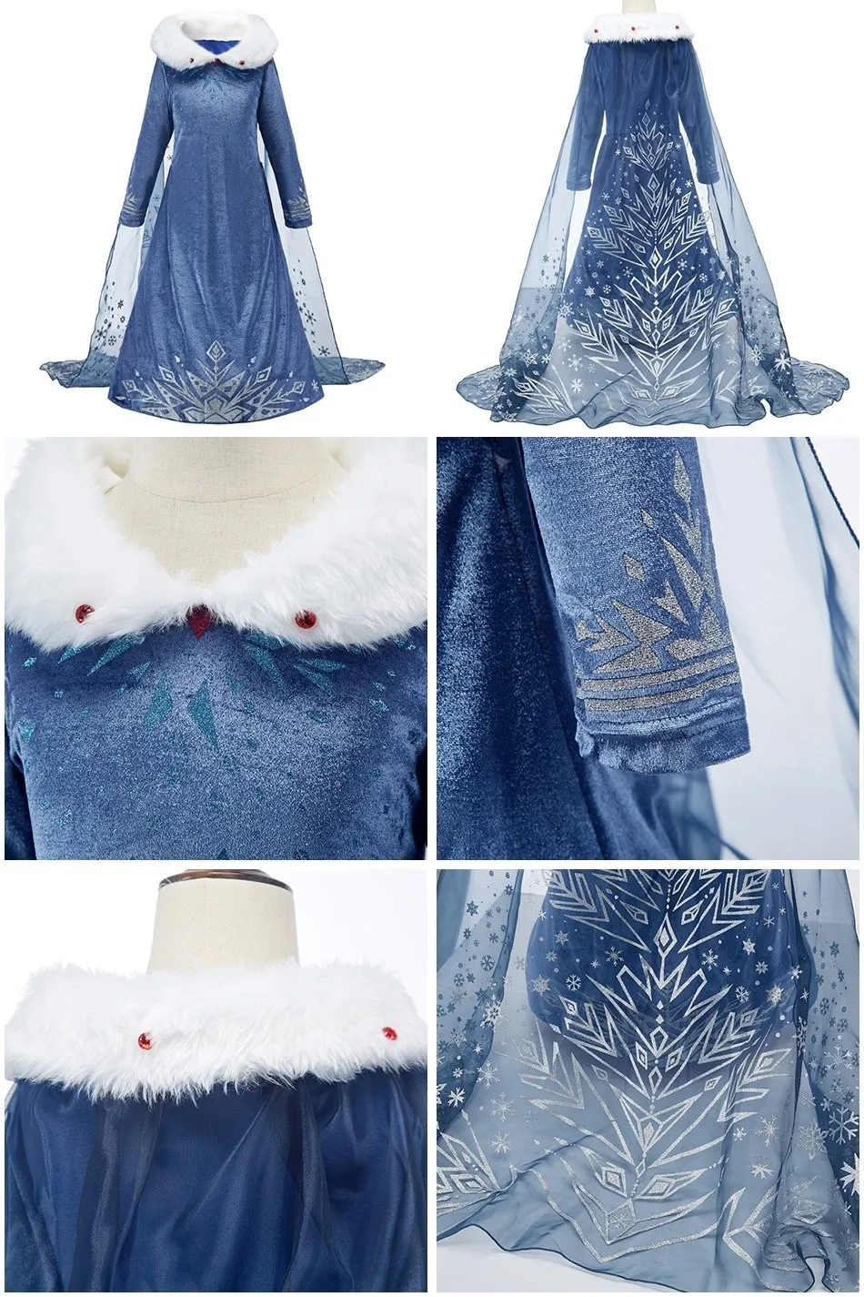 Cinderella Anna Elsa Costume Children Princess Dress for Girls Kids Cosplay Snow White Christmas Carnival Party Disguise Outfit