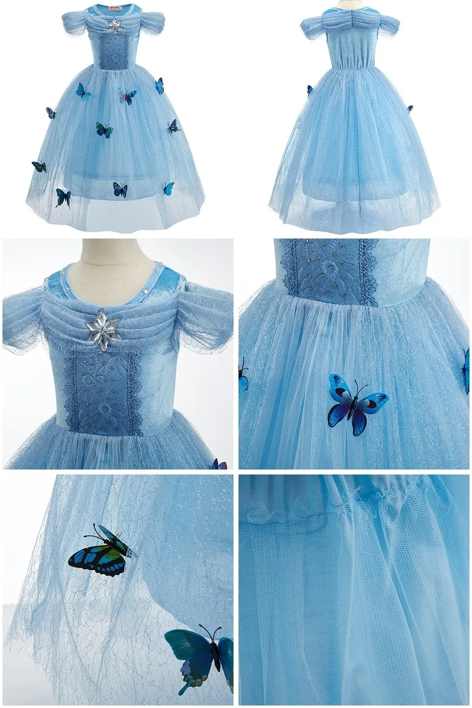 Cinderella Anna Elsa Costume Children Princess Dress for Girls Kids Cosplay Snow White Christmas Carnival Party Disguise Outfit