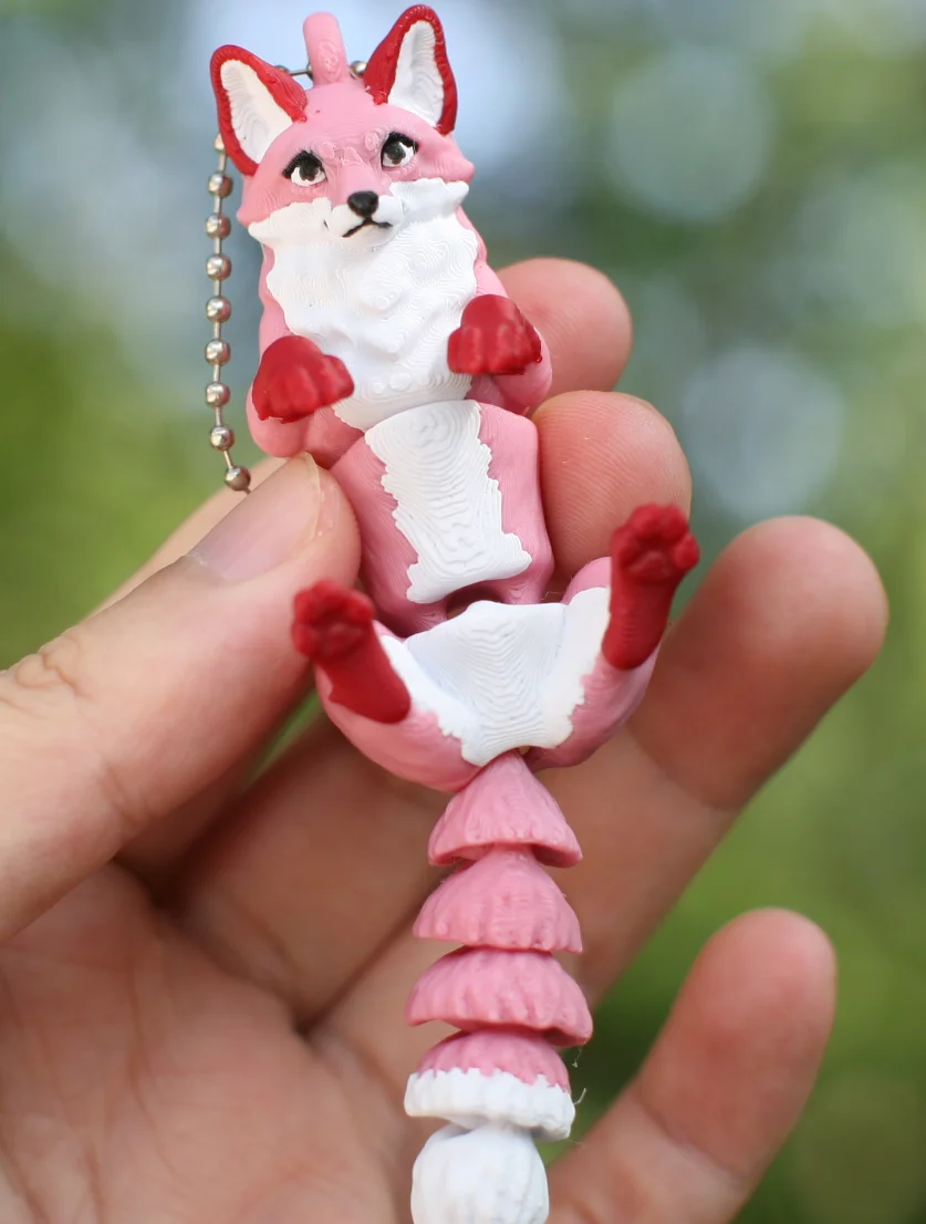 1/4 Piece - 3D Printed Articulated Fox Ornament, Christmas Hanging Decoration, New Year Birthday Wedding Party Gift, Gift Bag Filler, Indoor Car Decoration Pendant, Backpack Keychain
