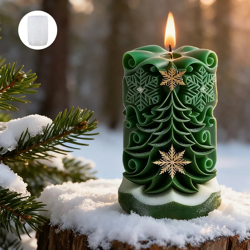 Christmas Tree Snowflake Candle Silicone Mold DIY Aromatherapy Soap Ornament Craft Plaster Resin Mold Gifts Home Xmas Decoration
