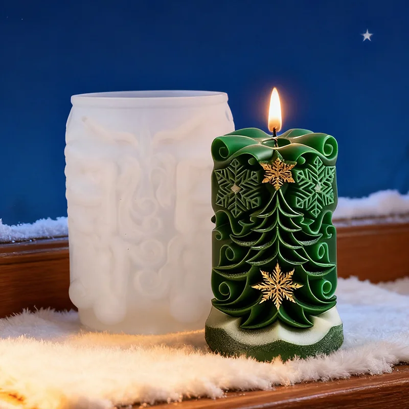 Christmas Tree Snowflake Candle Silicone Mold DIY Aromatherapy Soap Ornament Craft Plaster Resin Mold Gifts Home Xmas Decoration