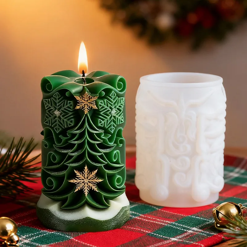 Christmas Tree Snowflake Candle Silicone Mold DIY Aromatherapy Soap Ornament Craft Plaster Resin Mold Gifts Home Xmas Decoration