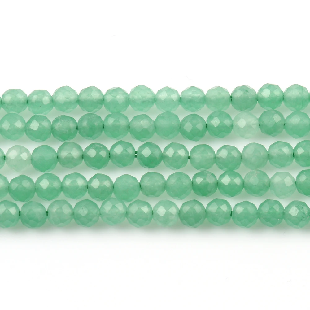 Natural Stone 2/3/4mm Green Aventurine Jades Faceted Mineral Loose Beads for Jewelry Making DIY Christmas Gift Bracelets 15''