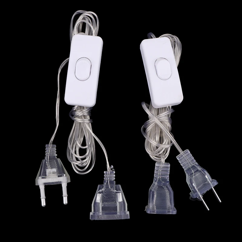 1Pc Plug Extender Wire With Switch EU/US Plug for LED String Light Wedding Christmas Decor Led Garland Lights