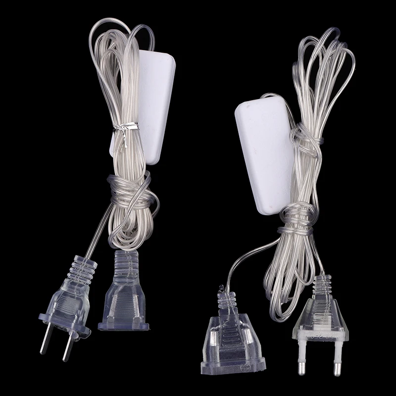 1Pc Plug Extender Wire With Switch EU/US Plug for LED String Light Wedding Christmas Decor Led Garland Lights