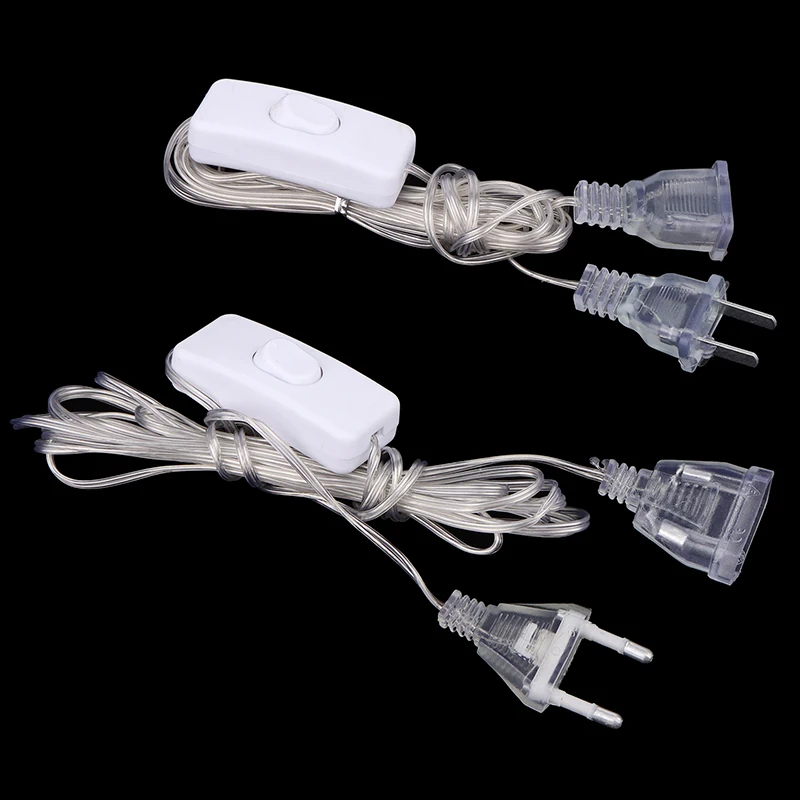 1Pc Plug Extender Wire With Switch EU/US Plug for LED String Light Wedding Christmas Decor Led Garland Lights