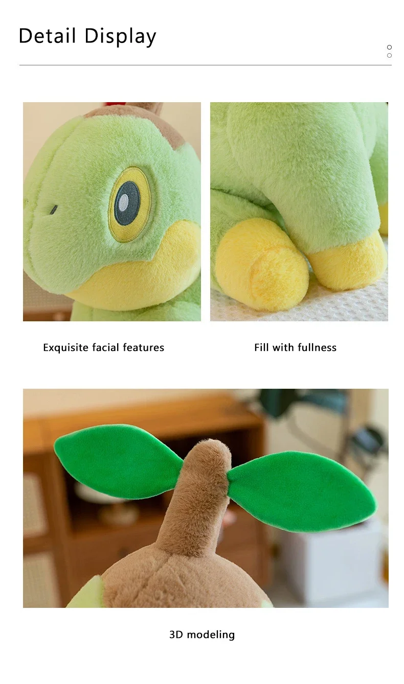35/80cm Large Turtwig  Pokemon Plush Toys Anime Doll Cute Pillow Cartoon Giant Pokémon Plushie Stuffed Gift for Kids Christmas