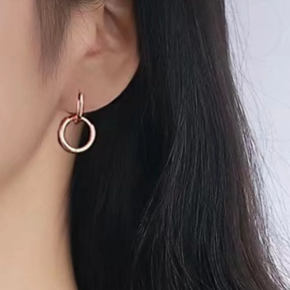 New Designer Earrings. There Are Two Detachable Wearing Modes, Round Shiny Zircon Silvery Earrings. Cute Christmas Gift.