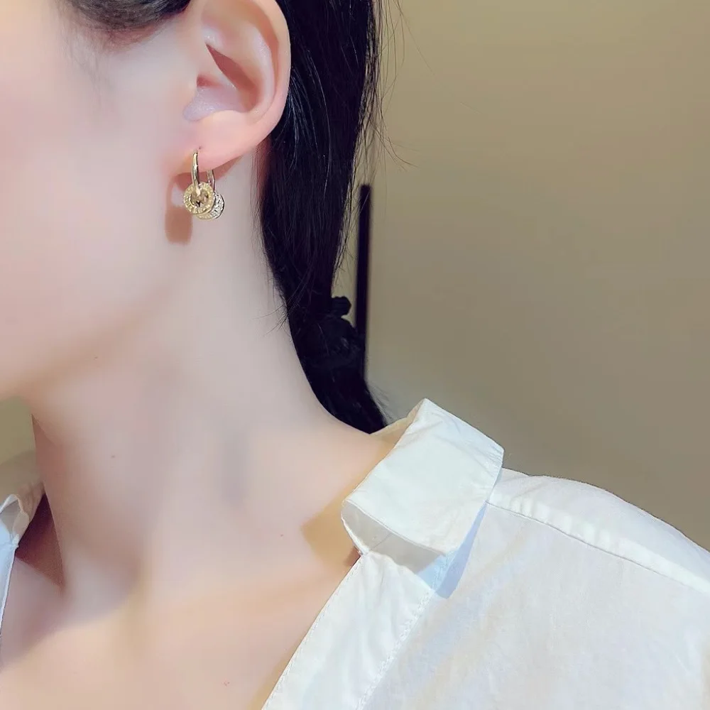 New Designer Earrings. There Are Two Detachable Wearing Modes, Round Shiny Zircon Silvery Earrings. Cute Christmas Gift.