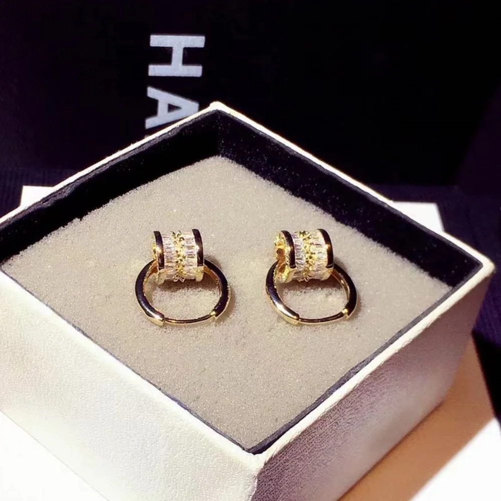 New Designer Earrings. There Are Two Detachable Wearing Modes, Round Shiny Zircon Silvery Earrings. Cute Christmas Gift.