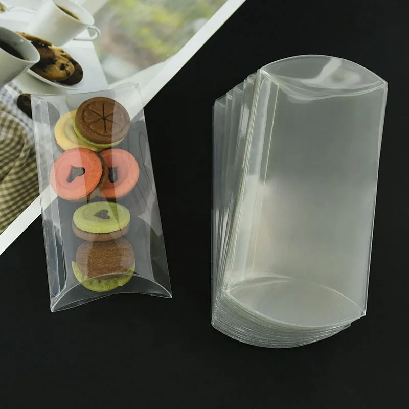 10pcs Pillow Shape Clear PVC Candy Box Transparent Gift Packaging Box Wedding Birthday Party Favors Decor Christmas Box Supplies