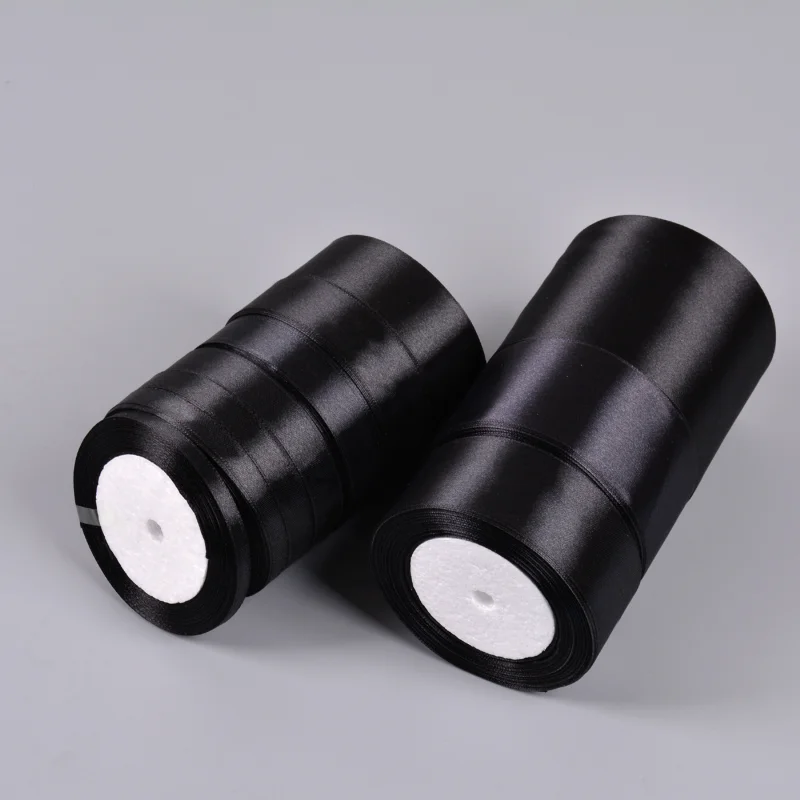 6-10-12-15-20-25-30-40-50-80mmblack Satin Ribbons Christmas Wedding Birthday Party Gift Wrapping Silk Ribbons DIY Accessory Bow