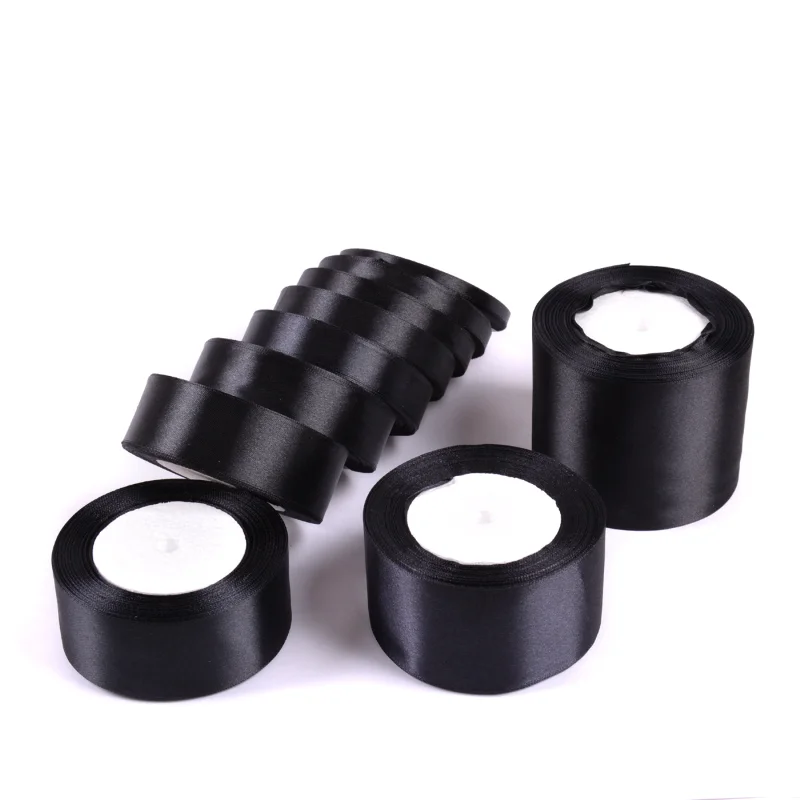 6-10-12-15-20-25-30-40-50-80mmblack Satin Ribbons Christmas Wedding Birthday Party Gift Wrapping Silk Ribbons DIY Accessory Bow