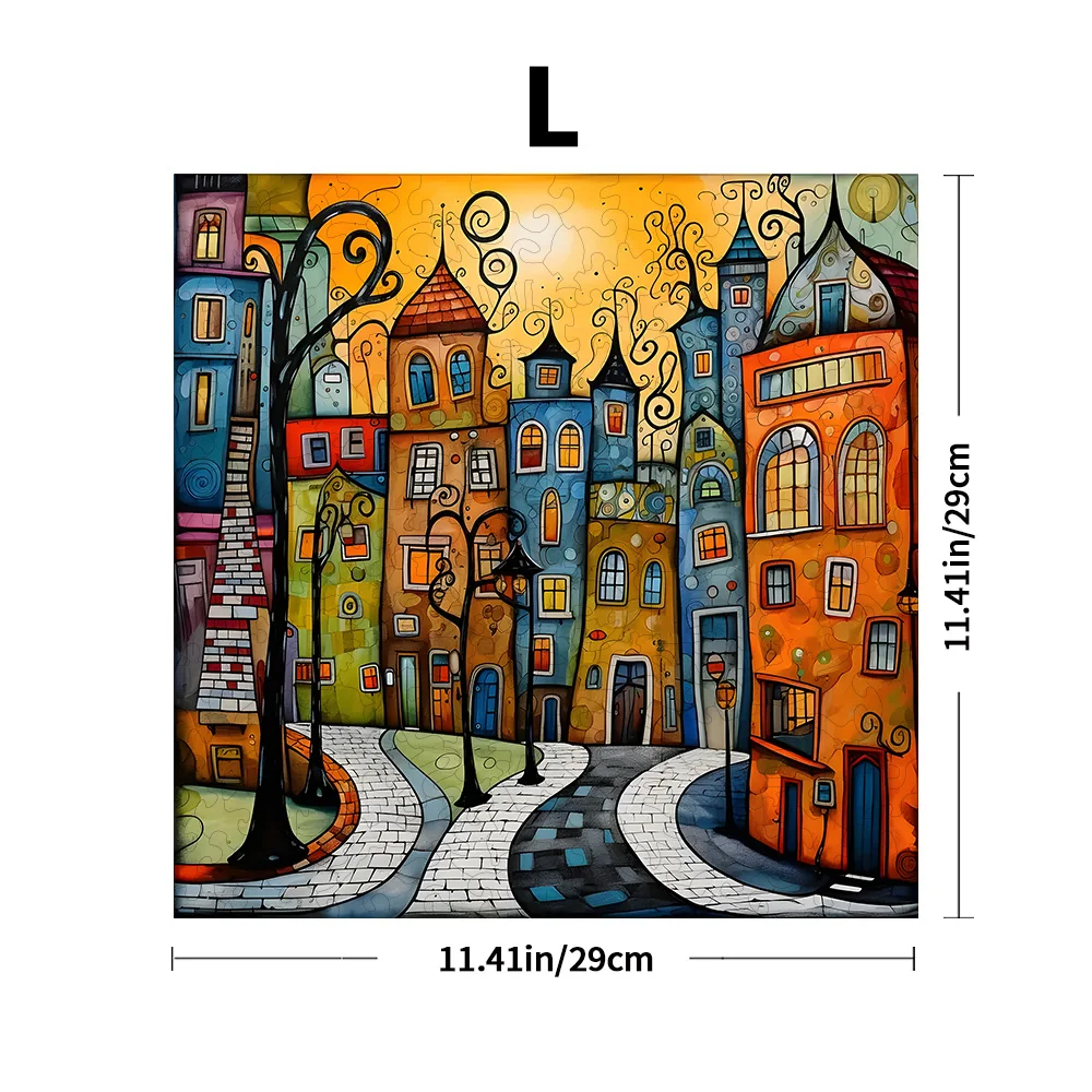 Unique Cartoon City Wooden Puzzle - Creative Irregular Shape Christmas, Birthday, and Holiday Perfect Gift Suitable for Friends