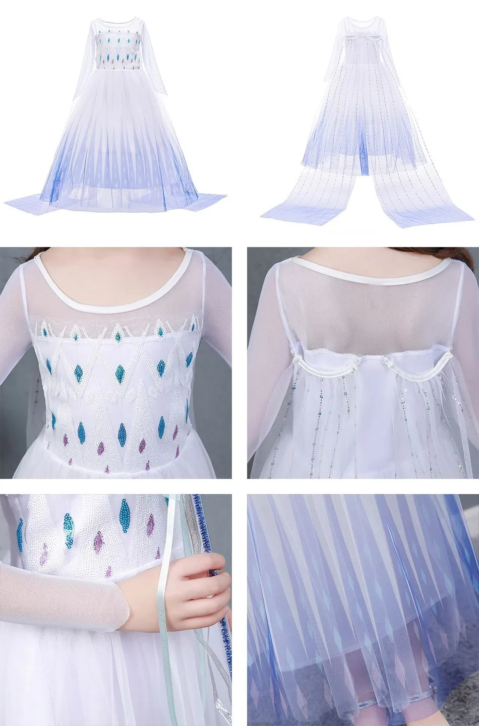 Princess Dress for Girls Elsa Anna Cosplay Costume Kids Jasmine Belle Cinderella Aurora Halloween Christmas Party Elegant Dress