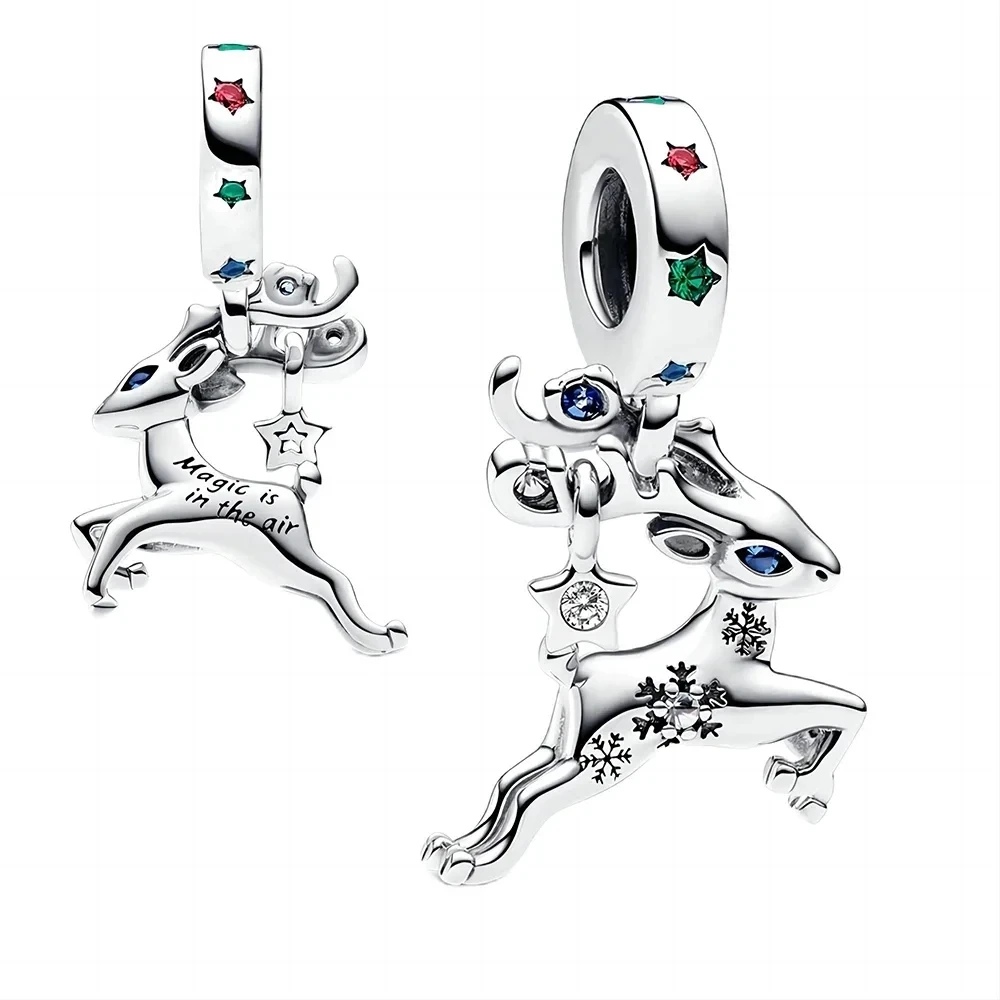 2024 New 925 Sterling Silver Christmas Santa Snowman Stars Pendant Charms Beads fit Original Pendant Bracelet DIY Women Jewelry