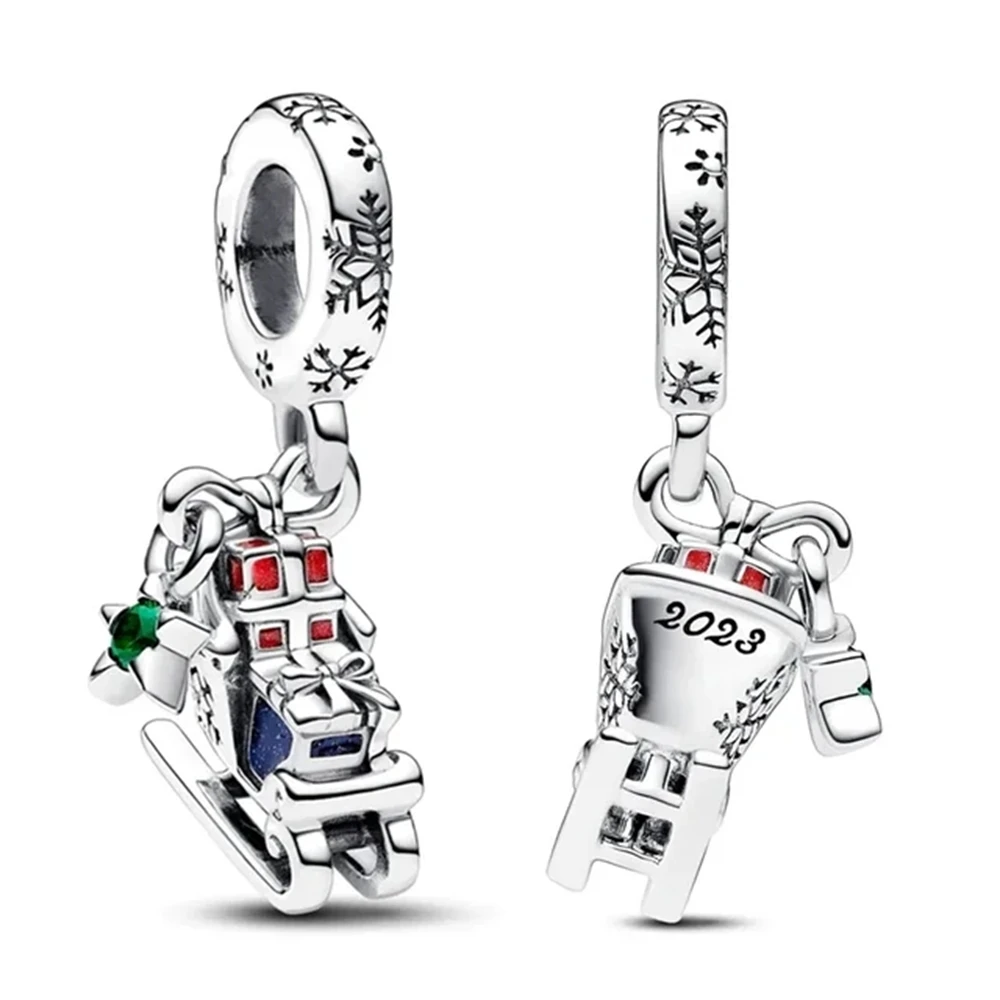 2024 New 925 Sterling Silver Christmas Santa Snowman Stars Pendant Charms Beads fit Original Pendant Bracelet DIY Women Jewelry