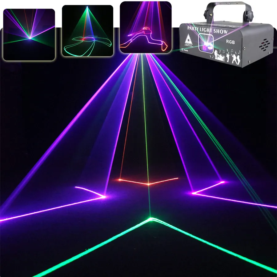 DM500 Animation RGB Laser Beam Lines Stage Disco Light DJ Party Pattern Projector Scans DMX Dance Bar Christmas Show G21