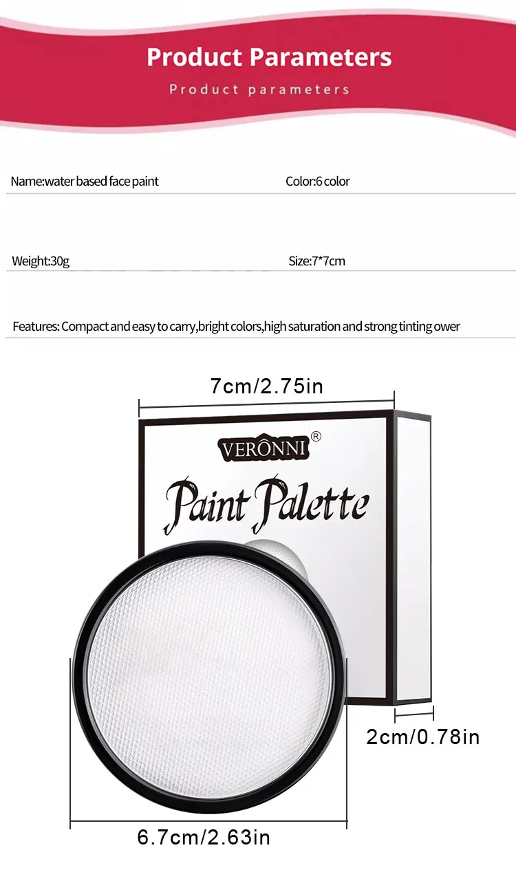 30g Monochrome Water Soluble Face Body Paint Vibrant DIY Makeup for Christmas Parties Long-Lasting Professional Quality Cosmetic