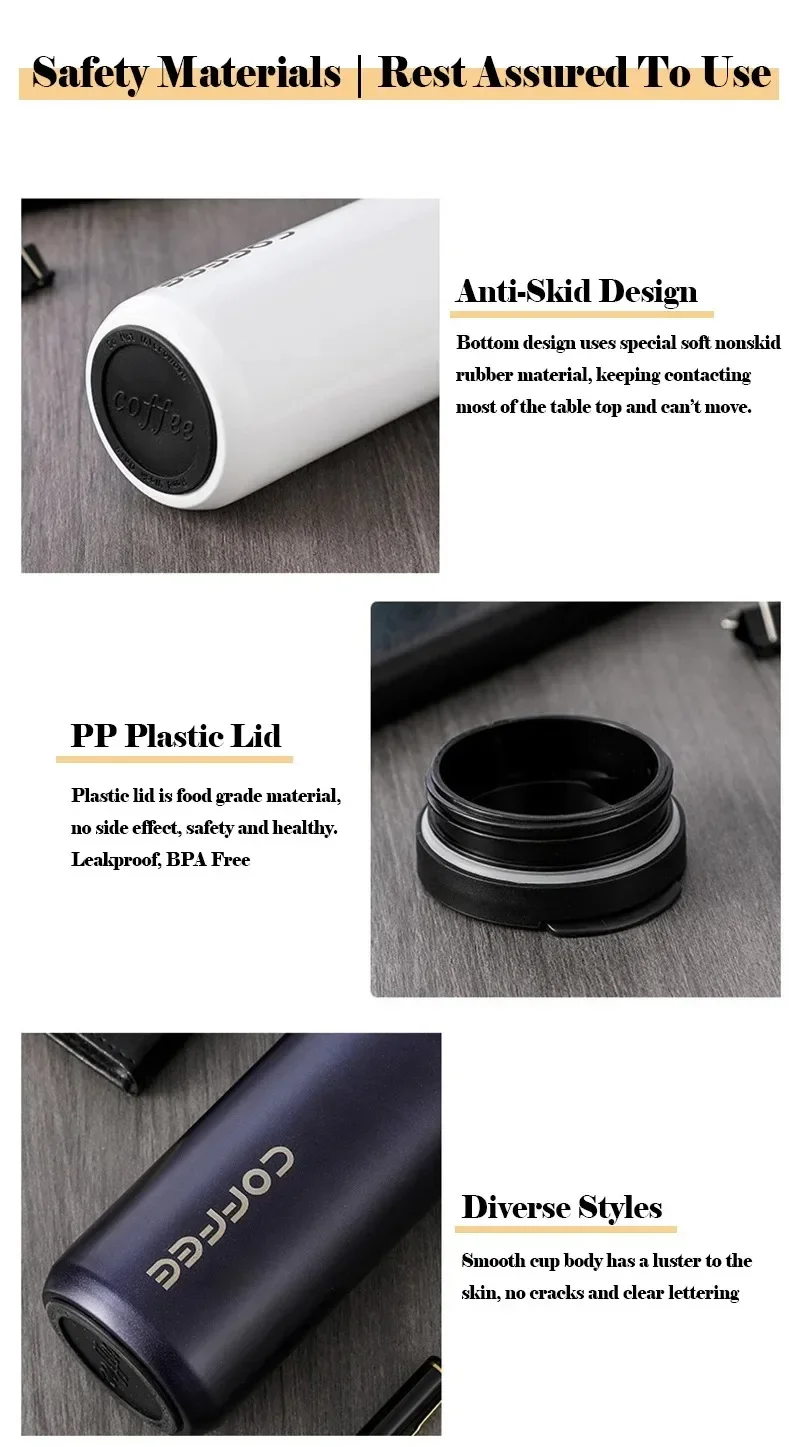 400ml Stainless Steel Thermal Coffee Mug 304 Thermos Mug Leak Proof Portable Travel Thermal Cup Water Bottle Christmas Gifts