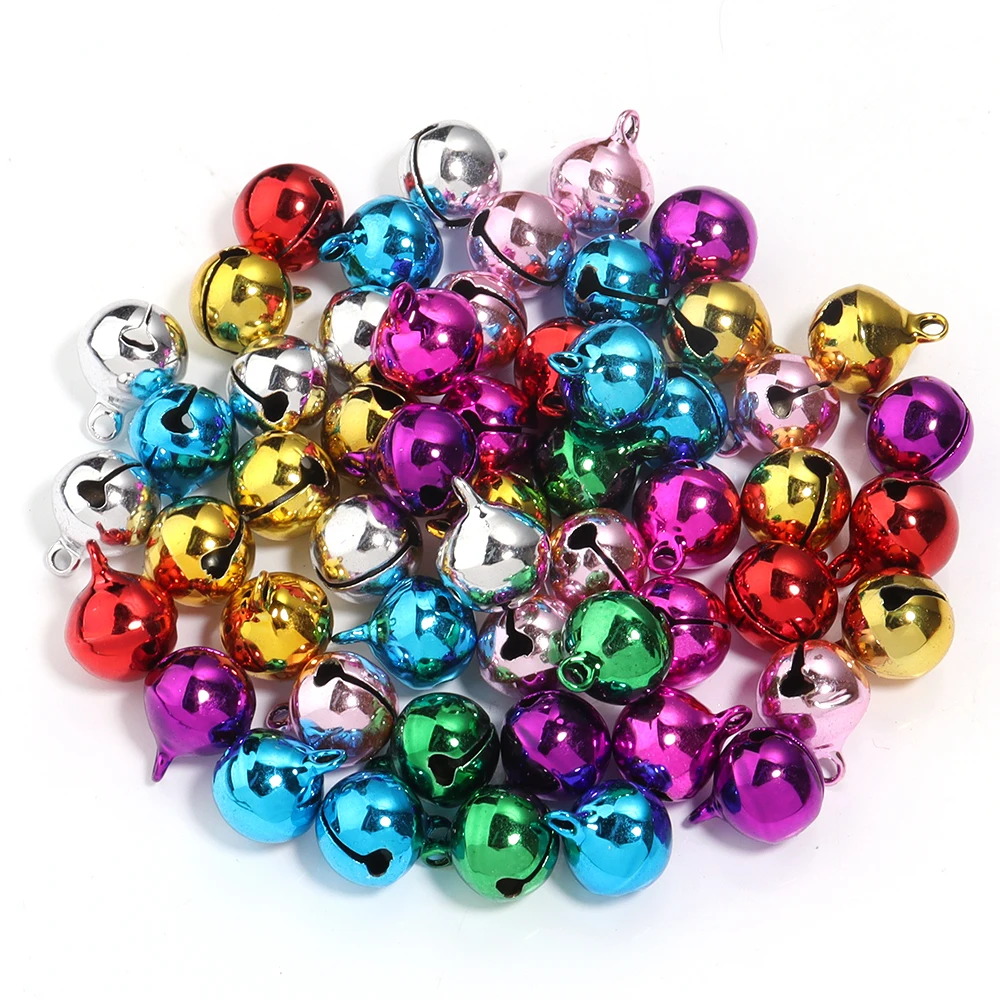 10-50pcs/lot Colored Jingle Bells Bead Pendant Round Mini Bell Charms For Bracelet Jewelry Making DIY Christmas Party Decoration
