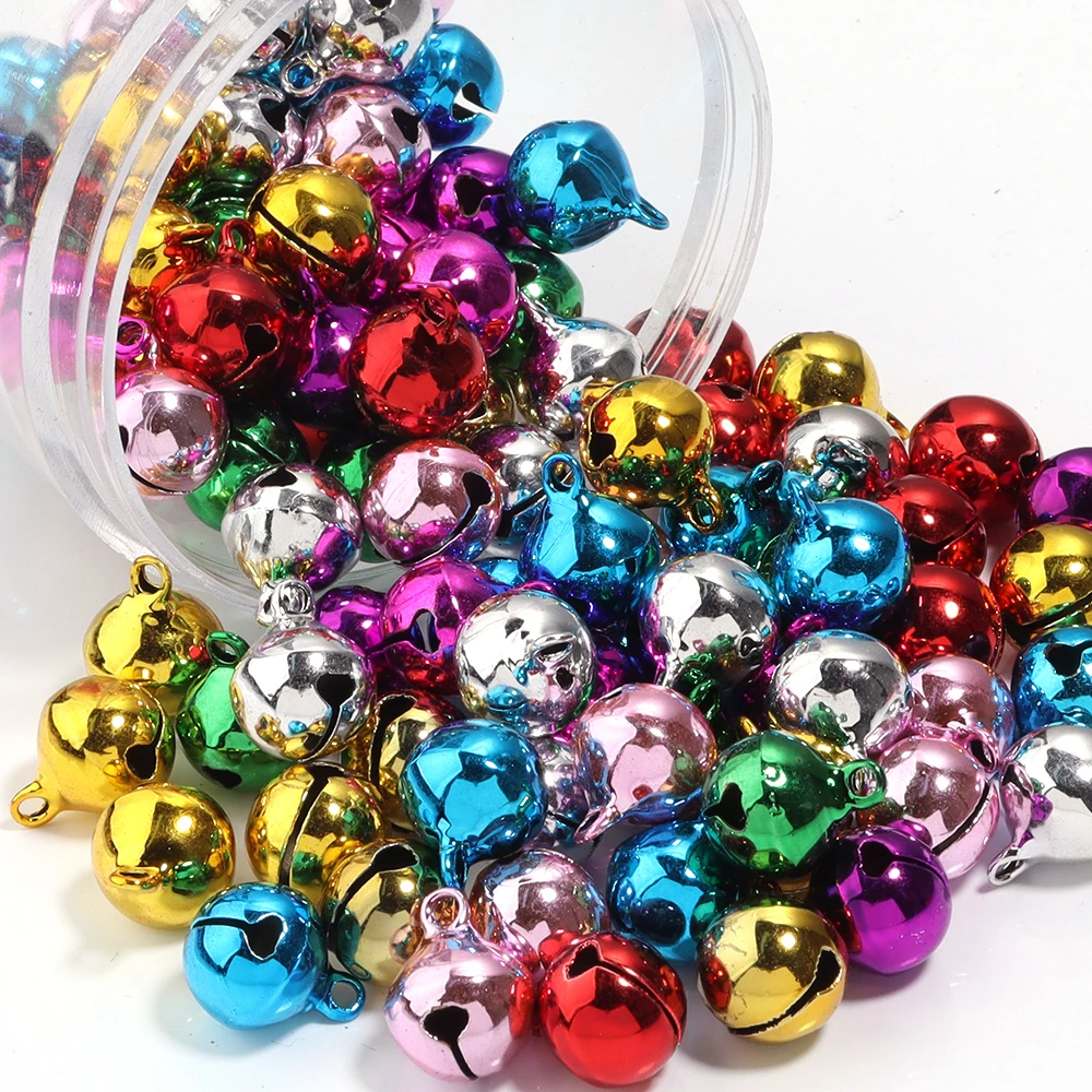 10-50pcs/lot Colored Jingle Bells Bead Pendant Round Mini Bell Charms For Bracelet Jewelry Making DIY Christmas Party Decoration