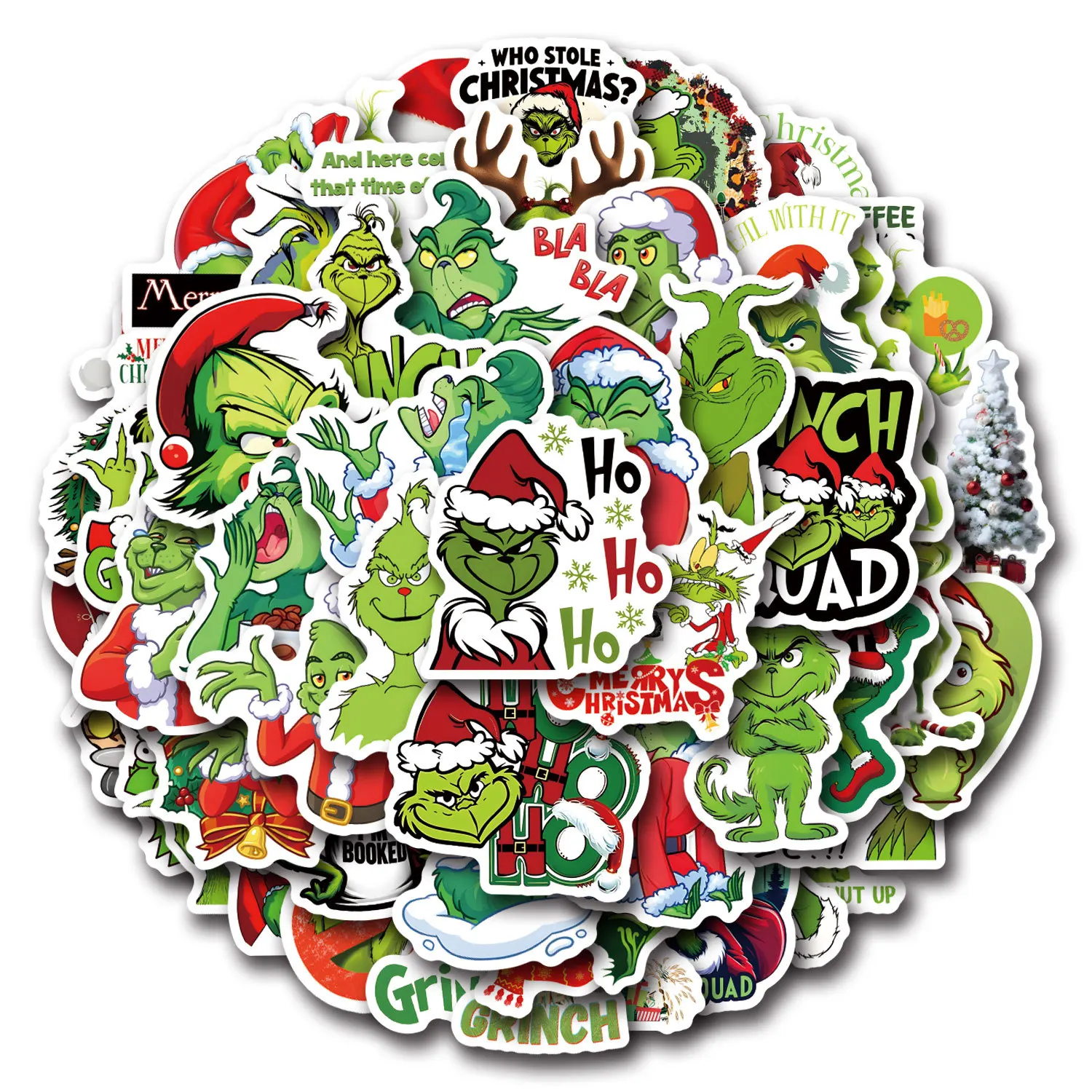 55Pcs Grinch Stickers Christmas Creative Graffiti Stickers DIY Luggage Phone Waterproof Stickers