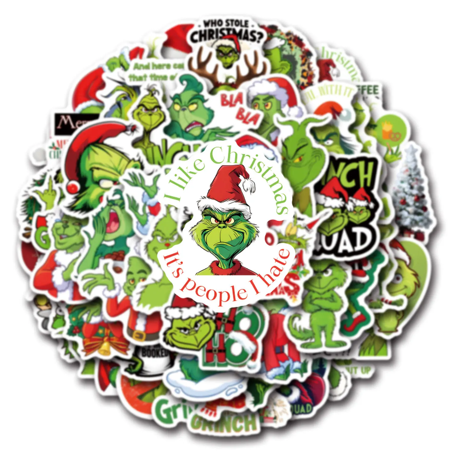 55Pcs Grinch Stickers Christmas Creative Graffiti Stickers DIY Luggage Phone Waterproof Stickers