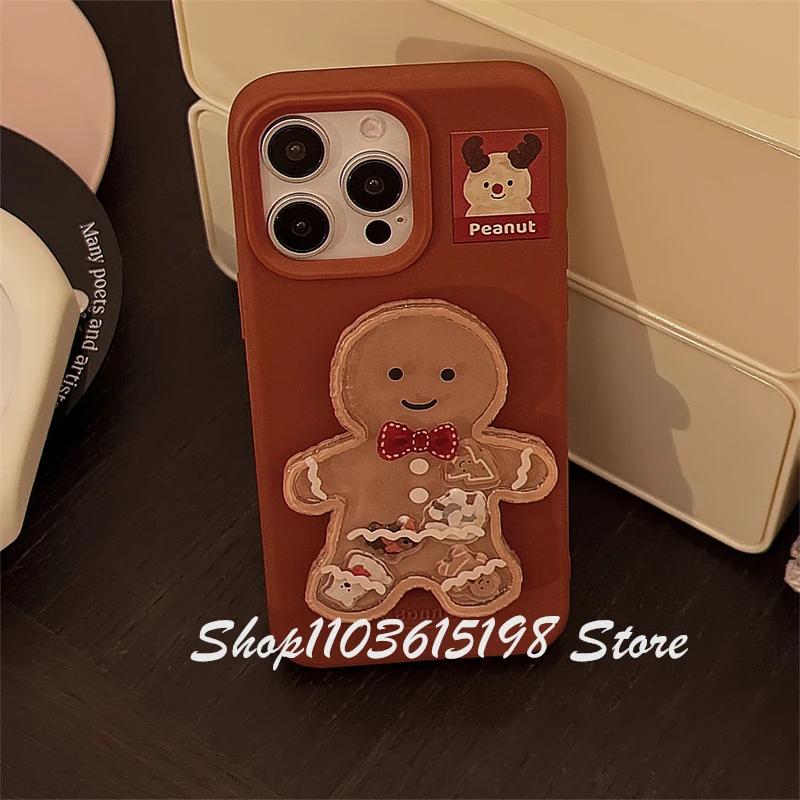 Cute Christmas Cookie Man Phone Griptok Bracket For iPhone Samsung Redmi Universal Phone Accessories Phone Holder Grip Tok Stand