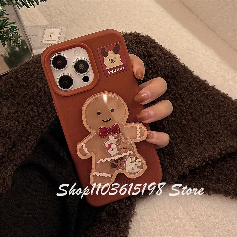 Cute Christmas Cookie Man Phone Griptok Bracket For iPhone Samsung Redmi Universal Phone Accessories Phone Holder Grip Tok Stand