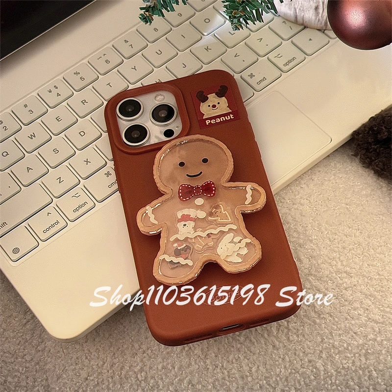 Cute Christmas Cookie Man Phone Griptok Bracket For iPhone Samsung Redmi Universal Phone Accessories Phone Holder Grip Tok Stand