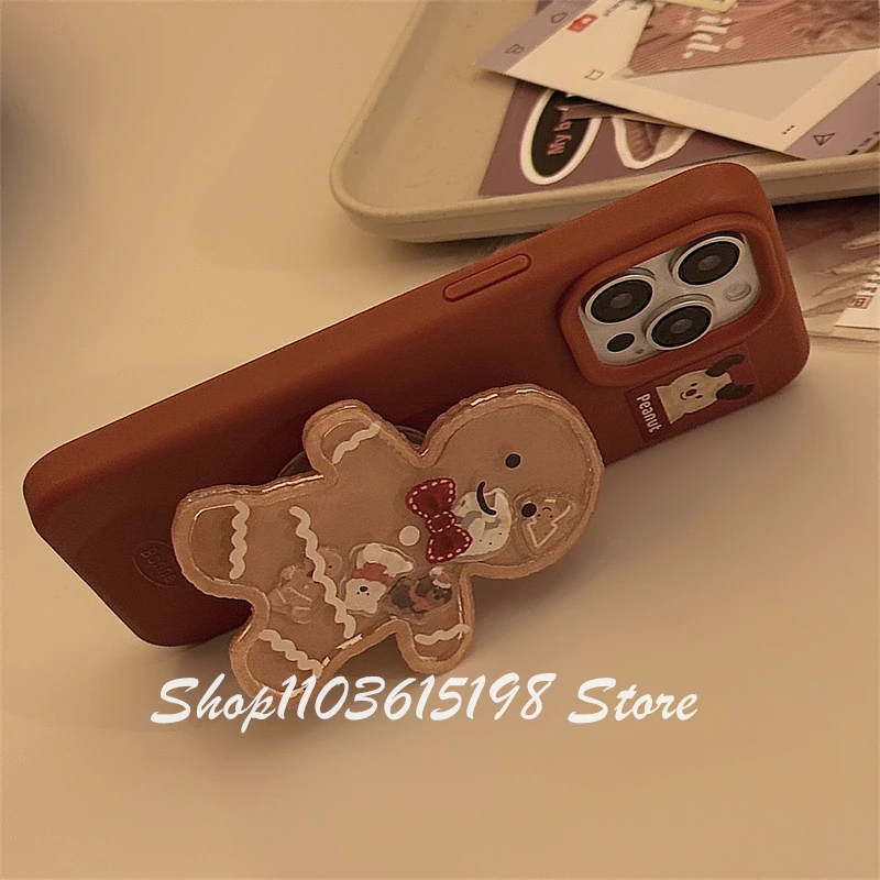 Cute Christmas Cookie Man Phone Griptok Bracket For iPhone Samsung Redmi Universal Phone Accessories Phone Holder Grip Tok Stand