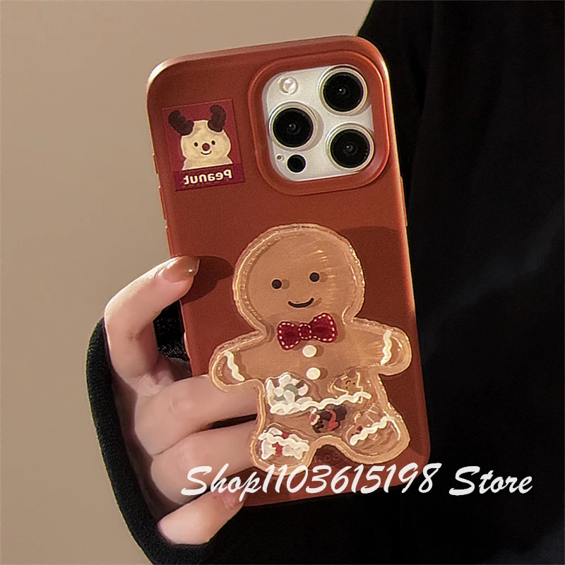 Cute Christmas Cookie Man Phone Griptok Bracket For iPhone Samsung Redmi Universal Phone Accessories Phone Holder Grip Tok Stand