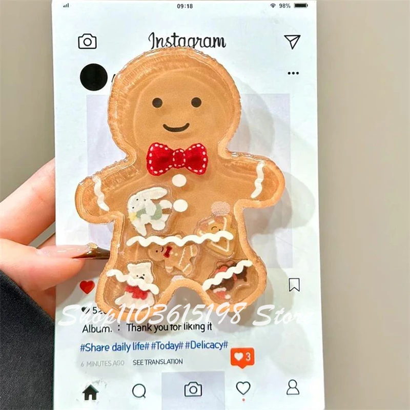 Cute Christmas Cookie Man Phone Griptok Bracket For iPhone Samsung Redmi Universal Phone Accessories Phone Holder Grip Tok Stand