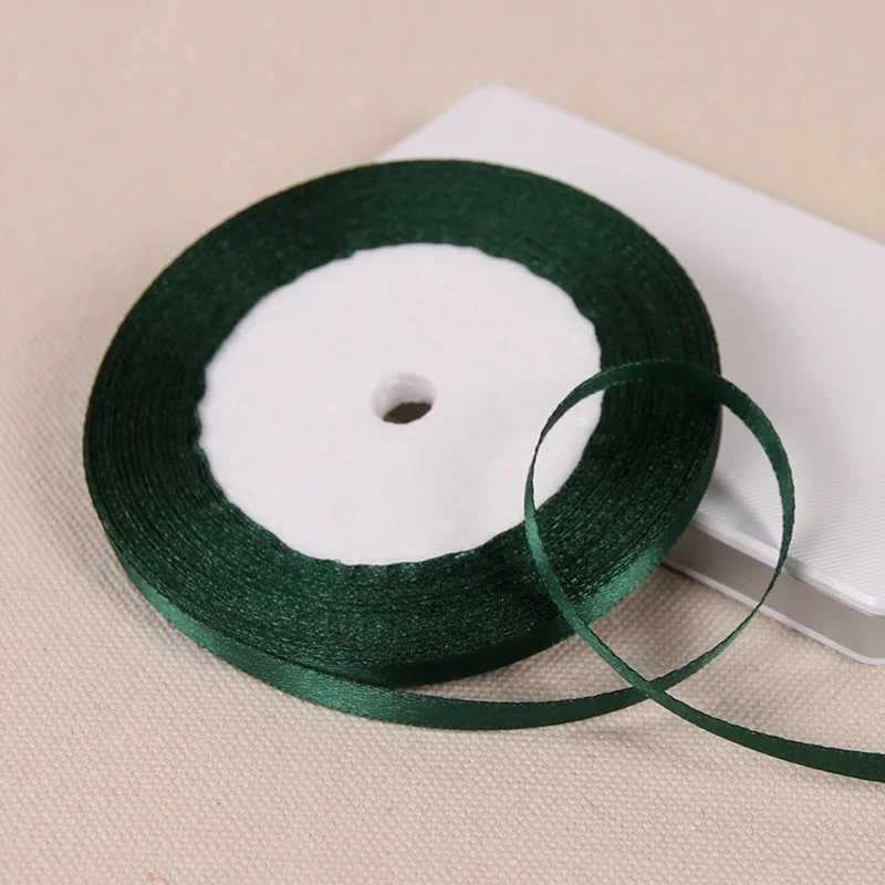 25Yards Dark Green Crafts Satin Ribbon Christmas Gift Package Bow DIY Handmade Headwear Sewing Clothing Party Hair Hccessories