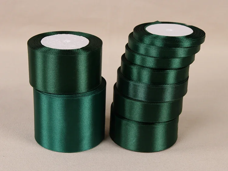 25Yards Dark Green Crafts Satin Ribbon Christmas Gift Package Bow DIY Handmade Headwear Sewing Clothing Party Hair Hccessories